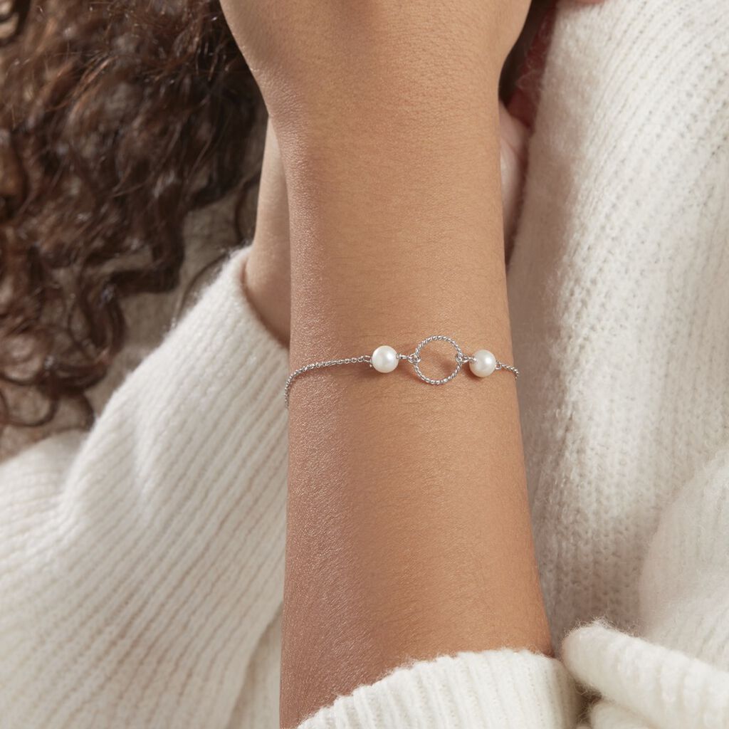 Bracelet Oria Argent Blanc Pierre De Synthese