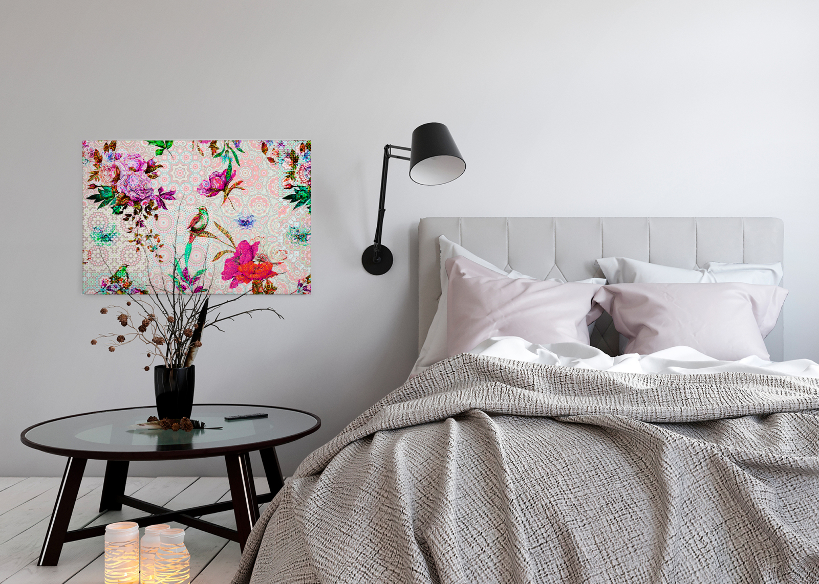 Leinwandbild VÖGEL - lila - 90x60 cm