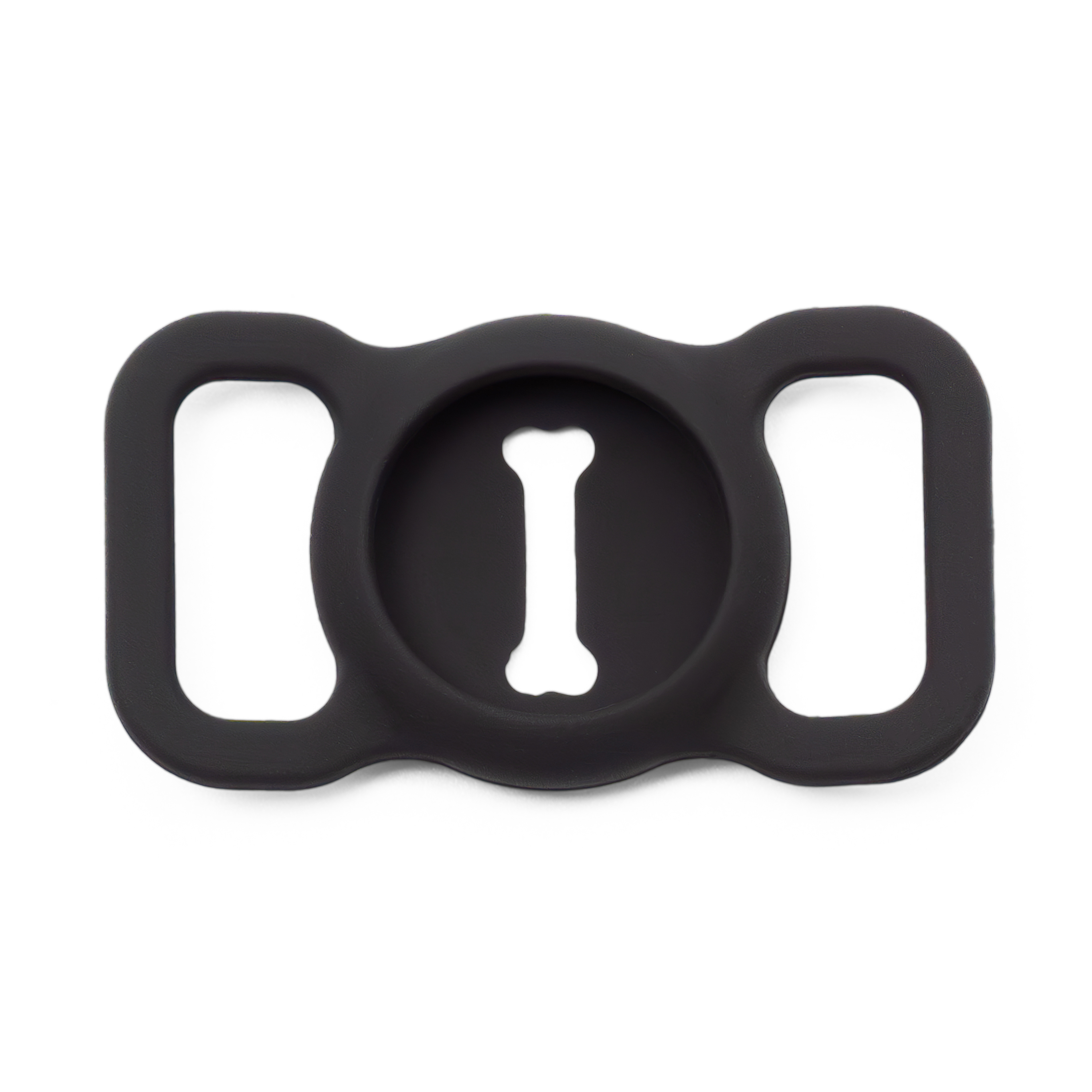 Apple AirTag Silikon Case Hülle Halsband Halterung für Haustiere im Knochen Design (Hund / Katze) - Schwarz