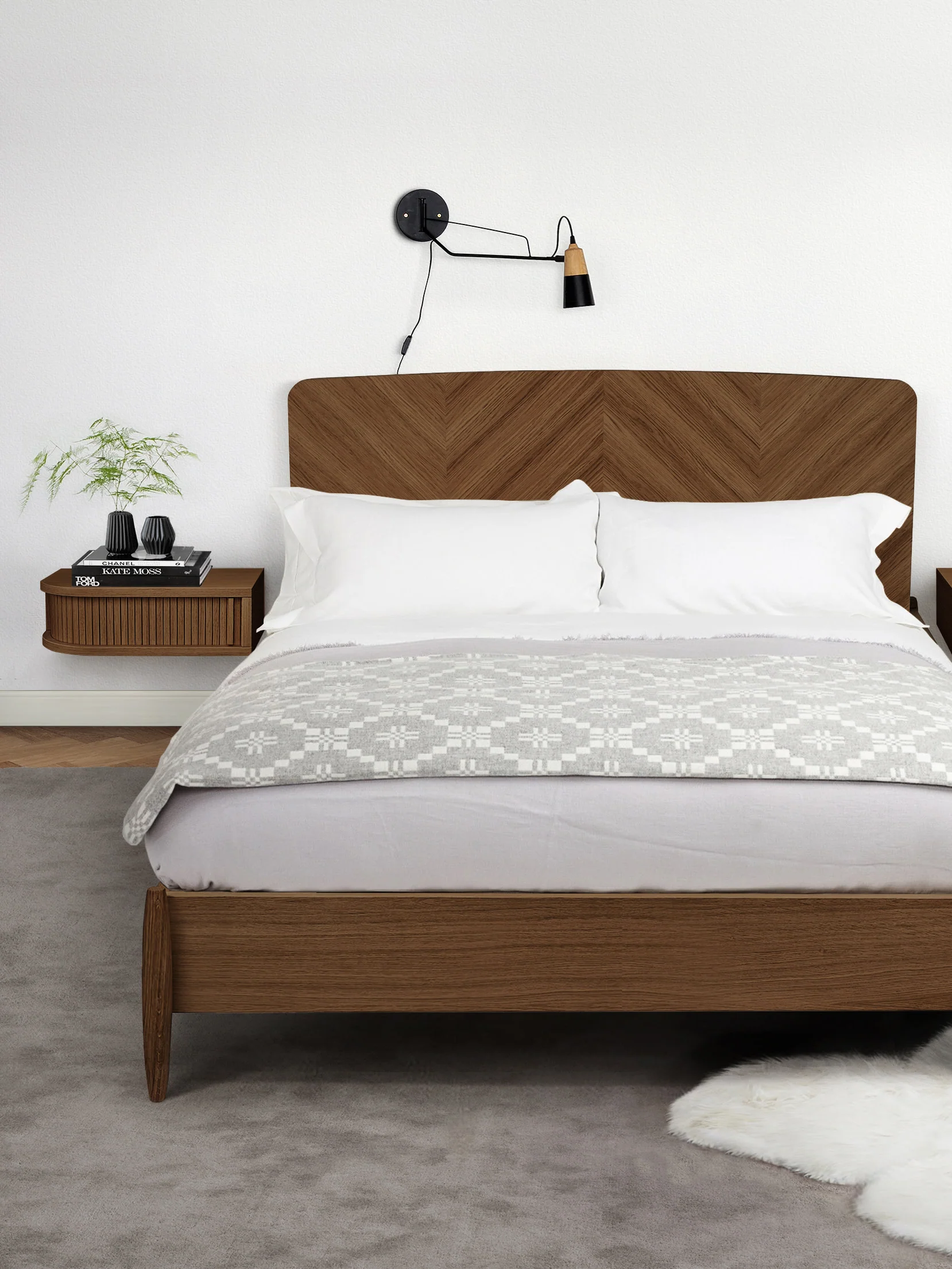 Houten wandnachtkastje Farsta Tambour met lade