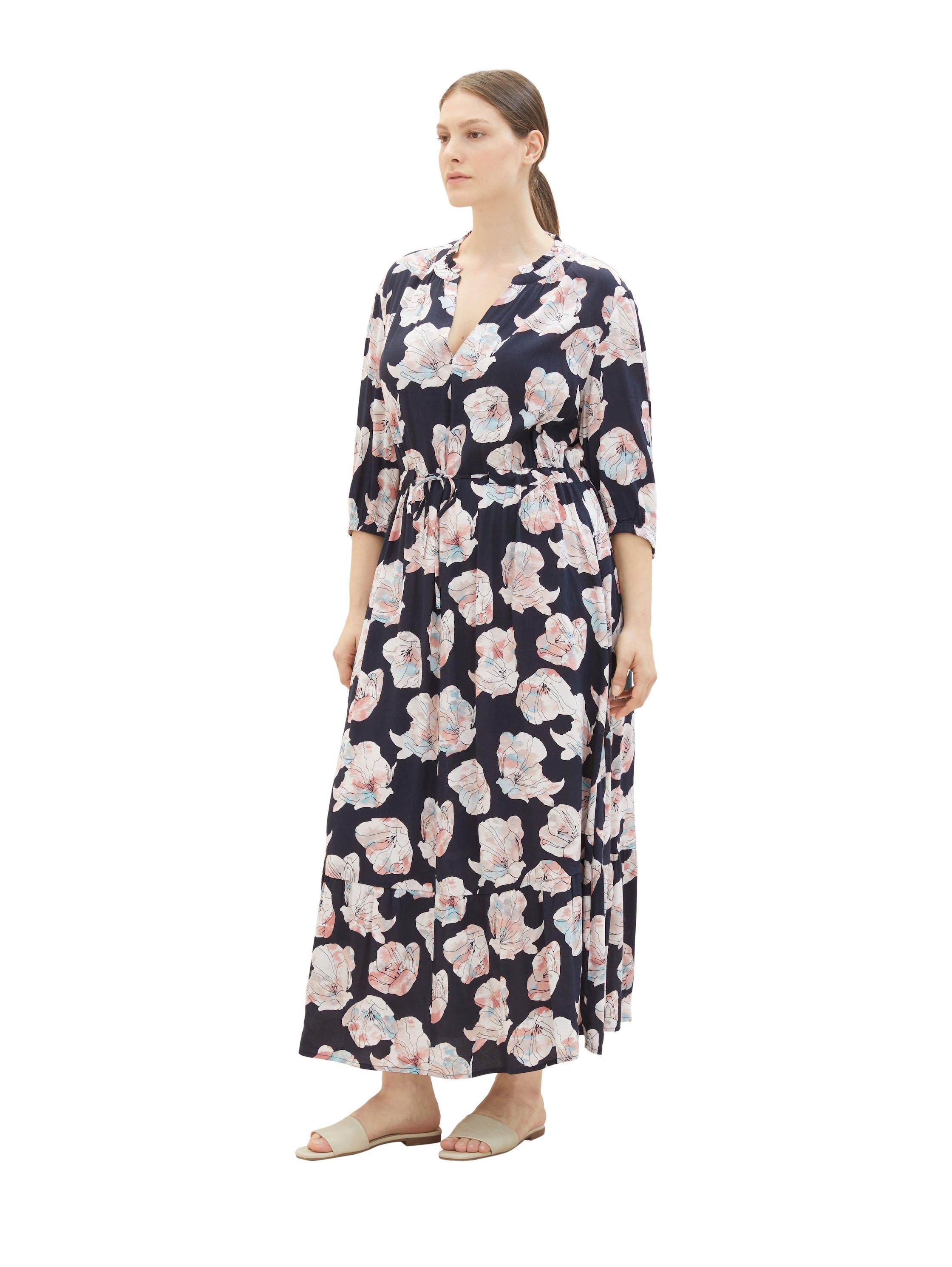Maxikleid mit Blumenprint und Taillenschnürung
