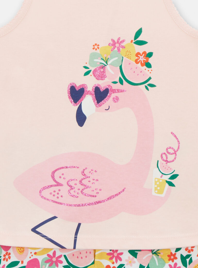 Pyjama rose à bretelles pour fille