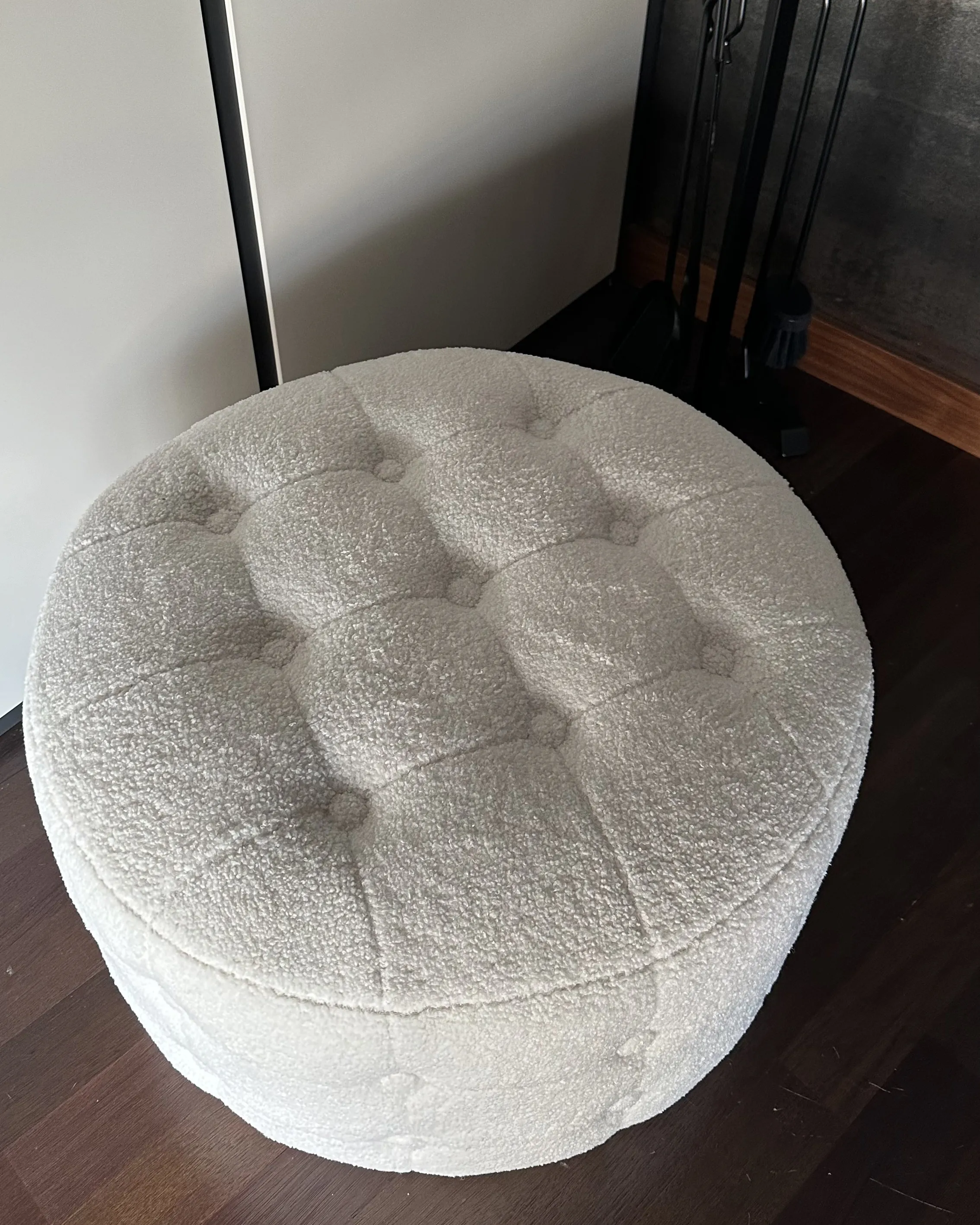Poef TAMPA Bouclé Wit
