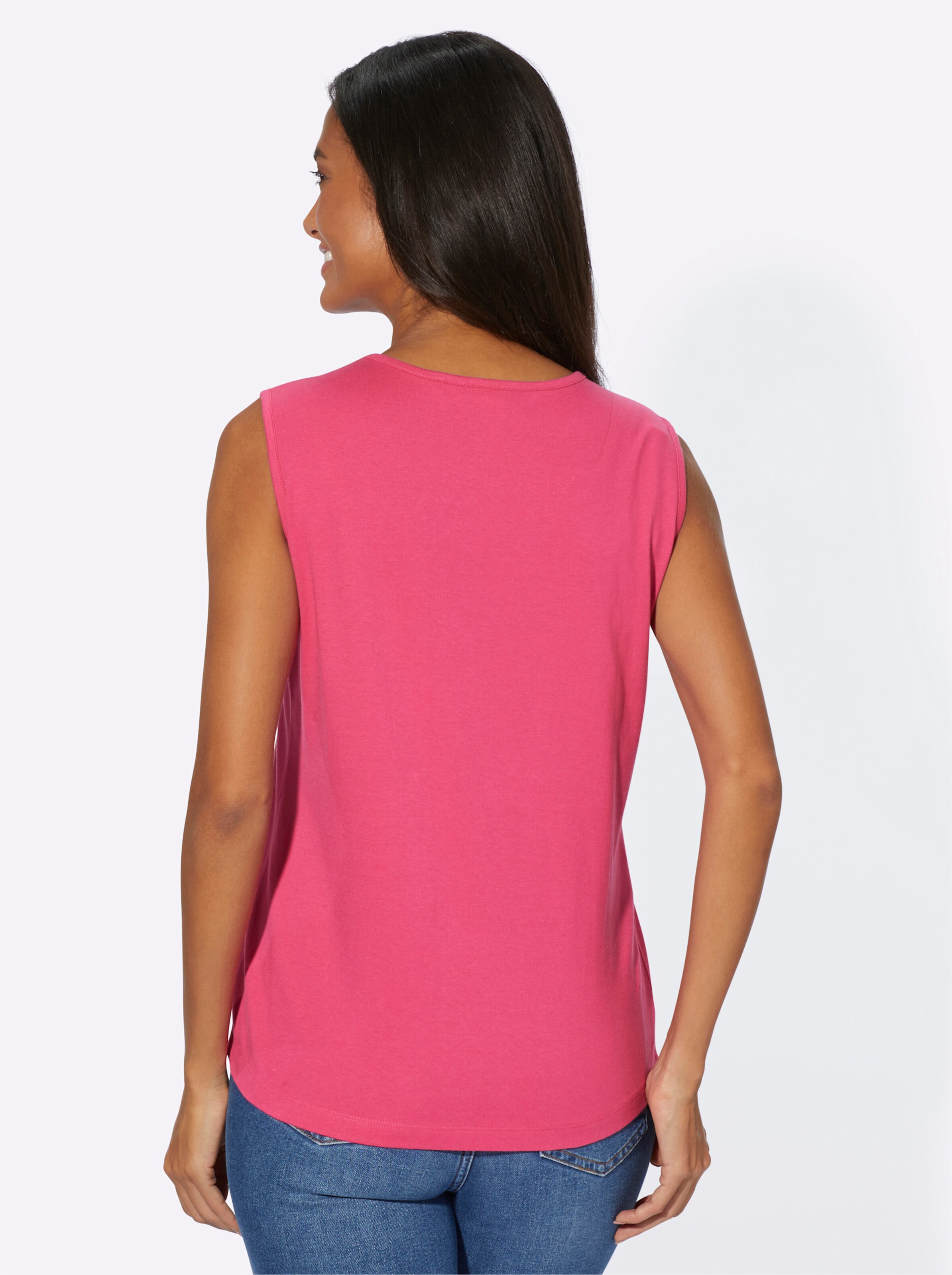 Shirttop in fuchsia + fuchsia-weiß-bedruckt