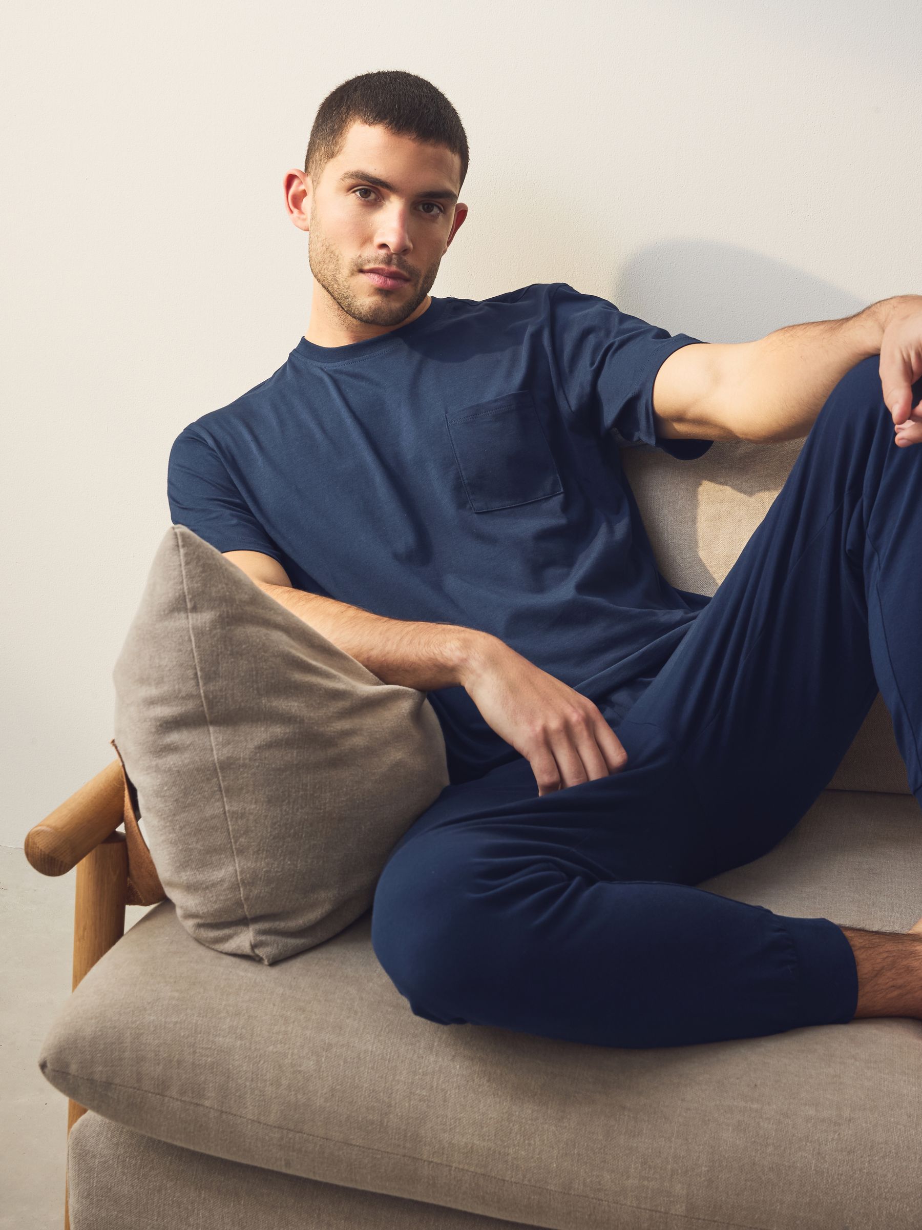 Marineblauw/grijs - 2 Pyjama's met boorden