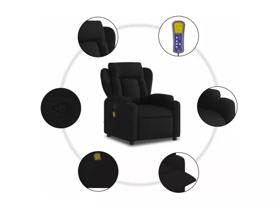 Fauteuil massant inclinable Noir Tissu