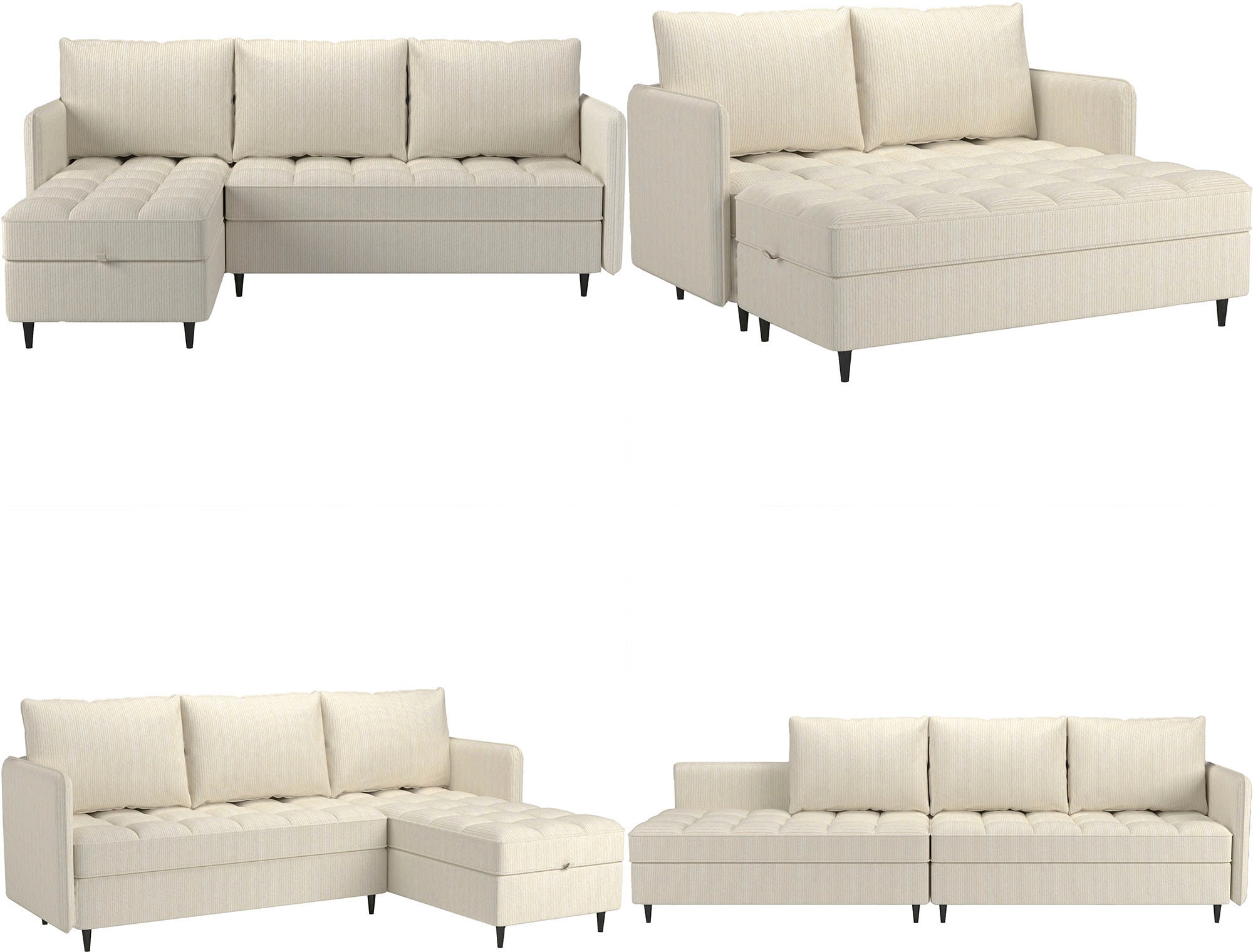 Dorel Home Ecksofa »LINDHUS, L-Form, verschiedene Stellvarianten, Schlaf-Liege« Modulsofa, Recamiere, grosser Bettkasten, Cord, Chenille