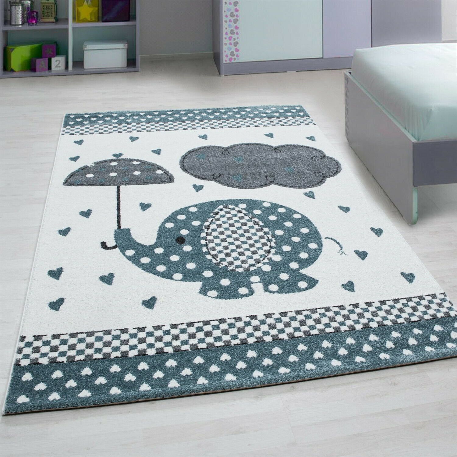 Wunderschöne Kinderteppiche, Teppich mitElefant Motiven Rund / Viereck