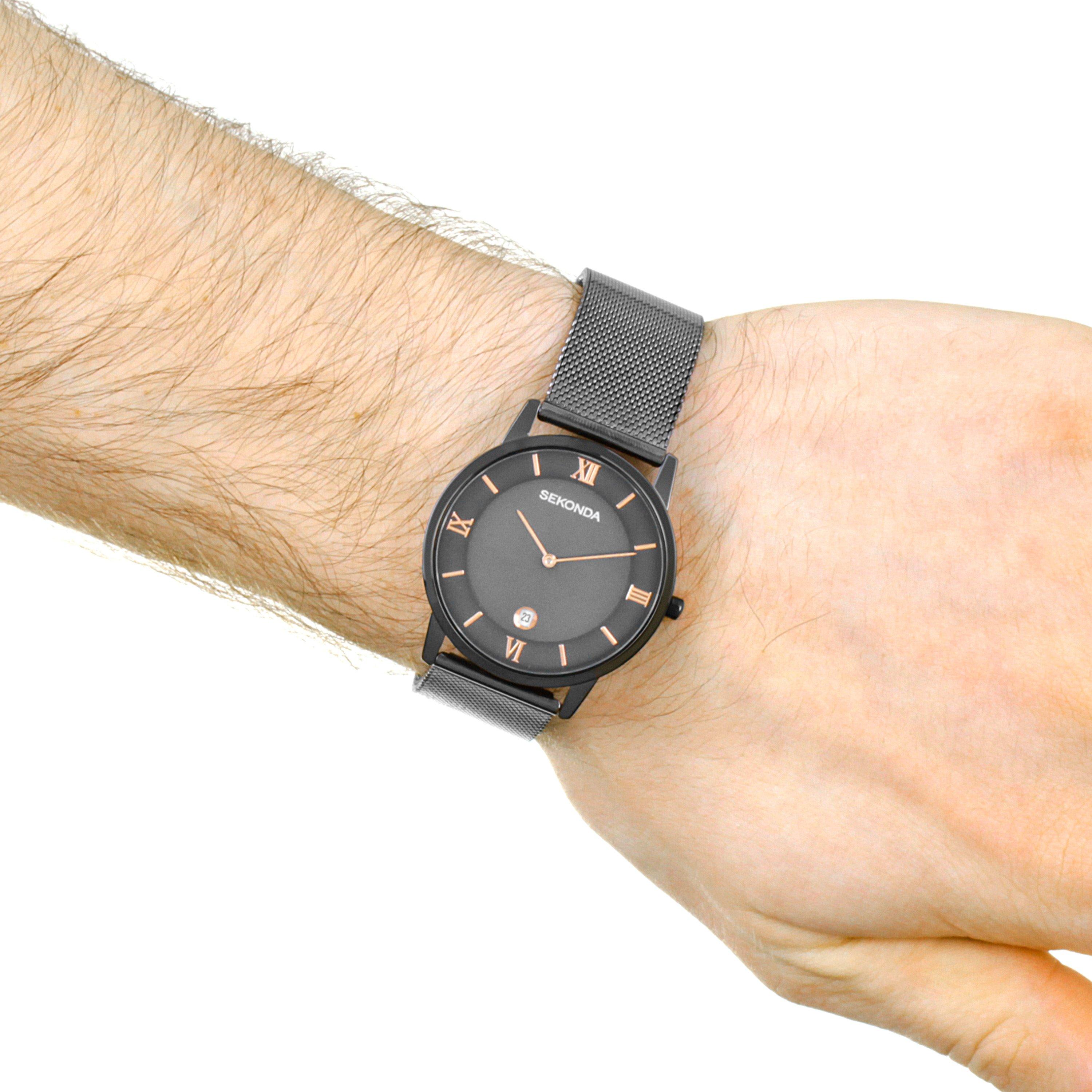 Sekonda Carter 38mm Grey Watch Round Case Dark Grey Dial
