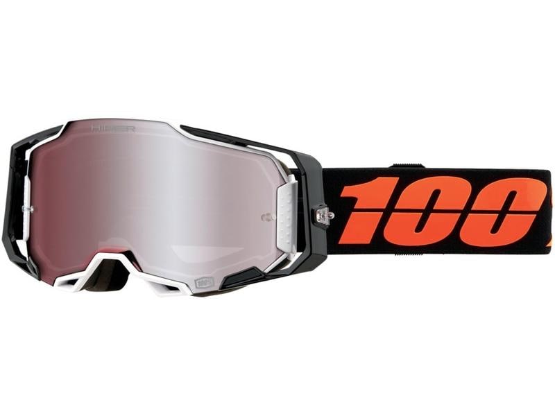 100% Sportbrille Armega Blacktail, HiPer Silver Mirror Armega, bruchsichere Brille für Motocross Rennfahrer
