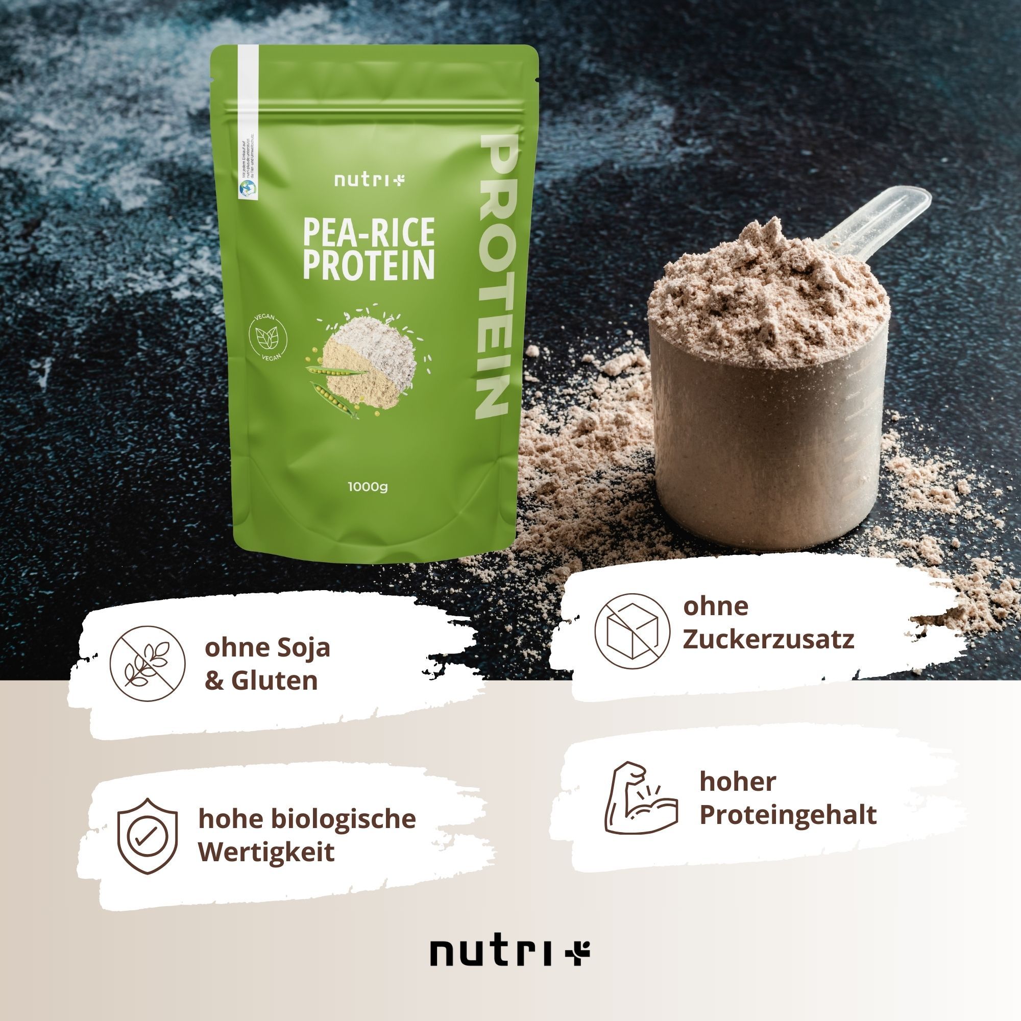 Nutri+ Erbsenprotein + Reisprotein 1kg - Pea Rice Protein