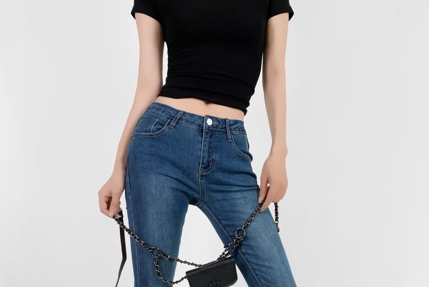 Sundine - Mid Rise Fray Flared Jeans