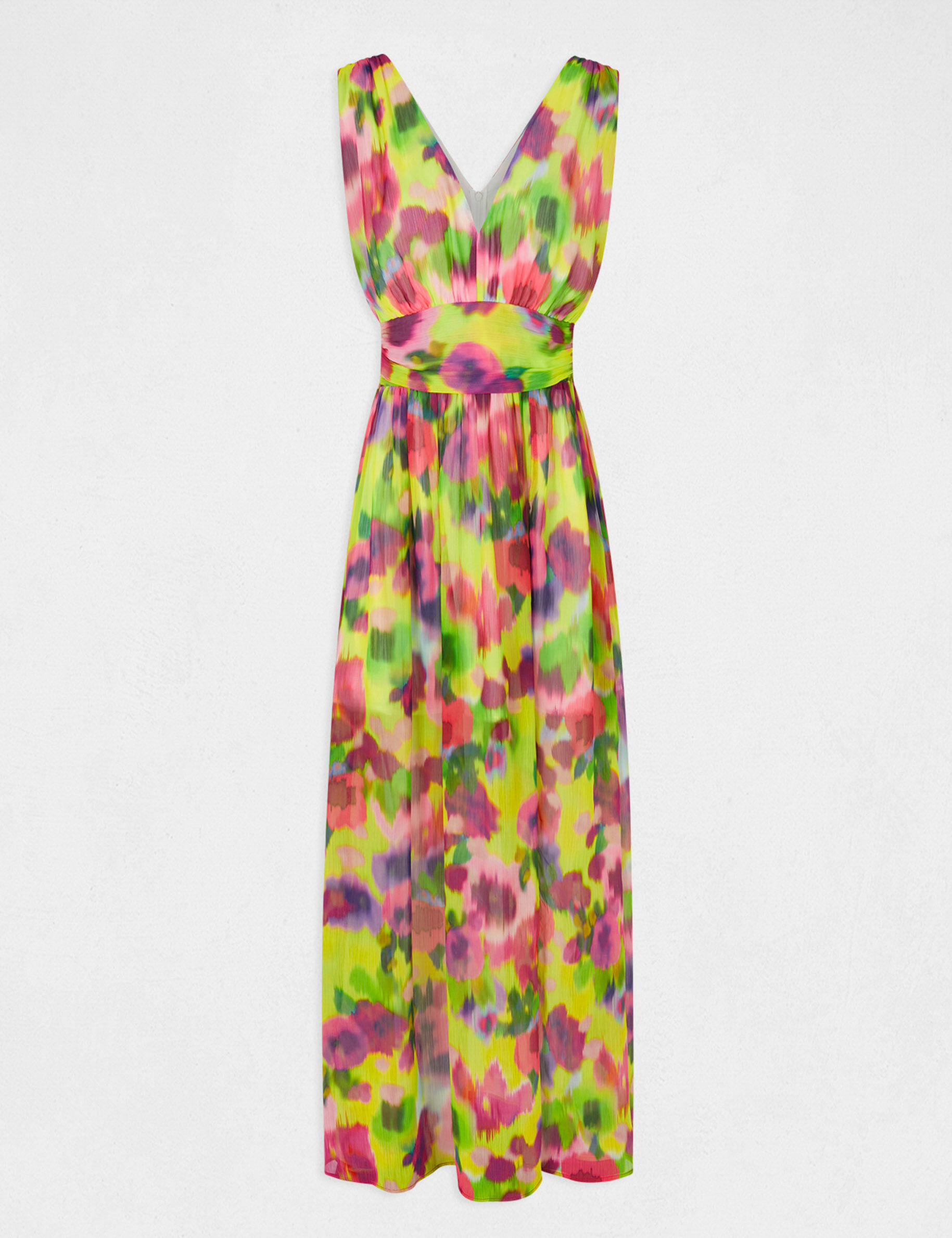 Robe longue cintrée imprimé abstrait multico femme - multico