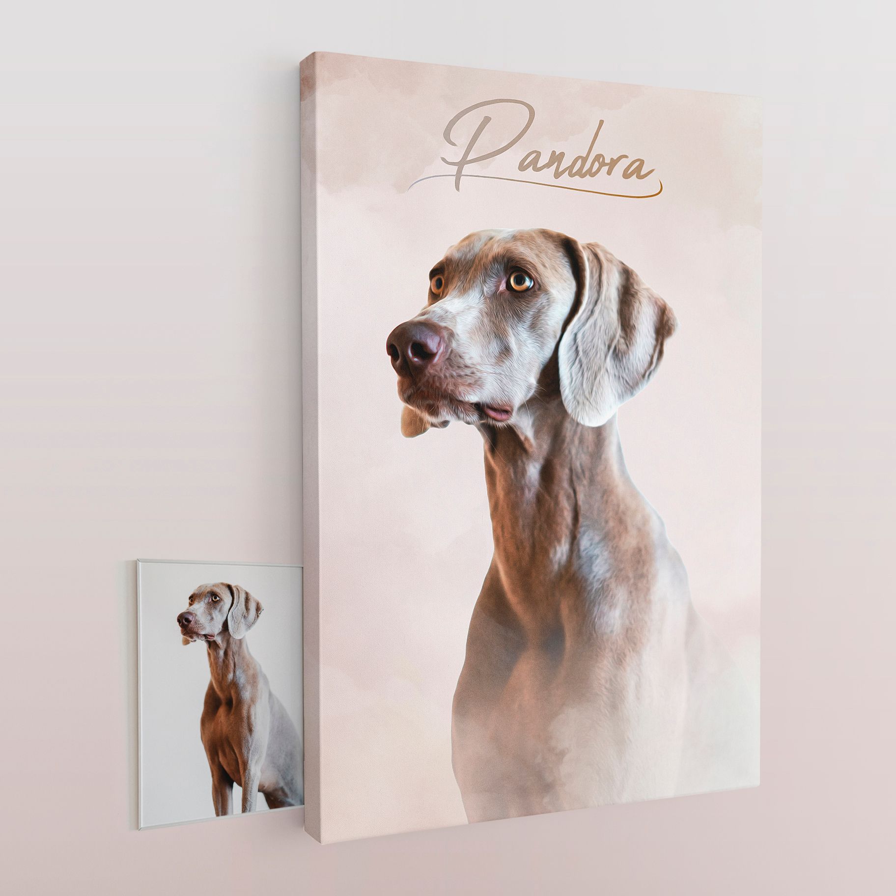 Retrato personalizado de animal de estimação em tela com nuvem e nu