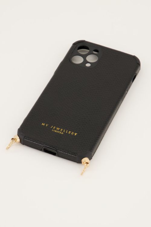 Zwart telefoonhoesje croco print
