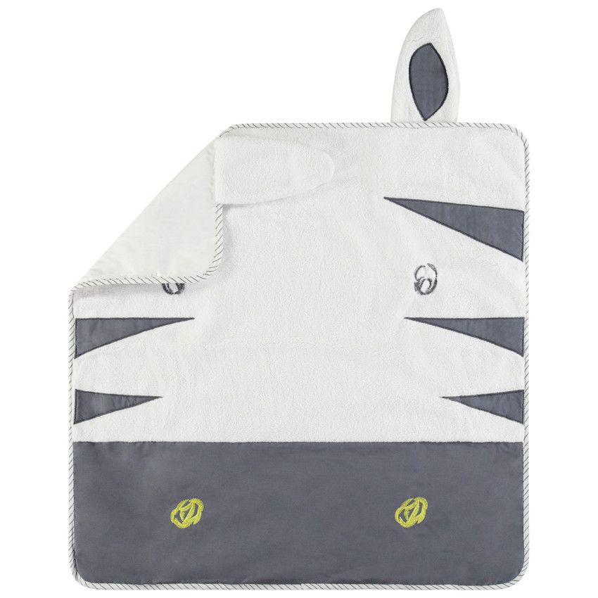 Couverture en popeline et sherpa motif zèbre - Gris