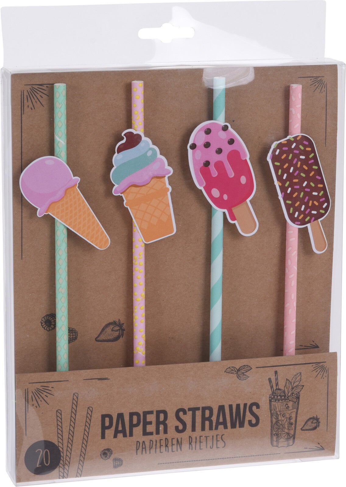 Papieren rietjes IJsjes 20 stuks