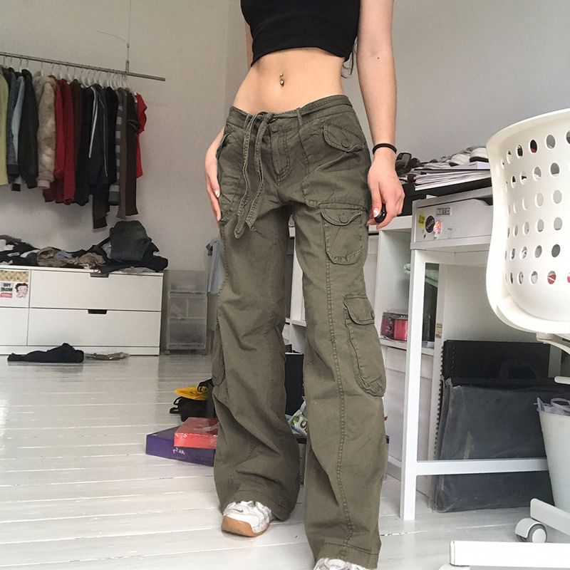 Genrovia - Rechte cargobroek met effen pijpen