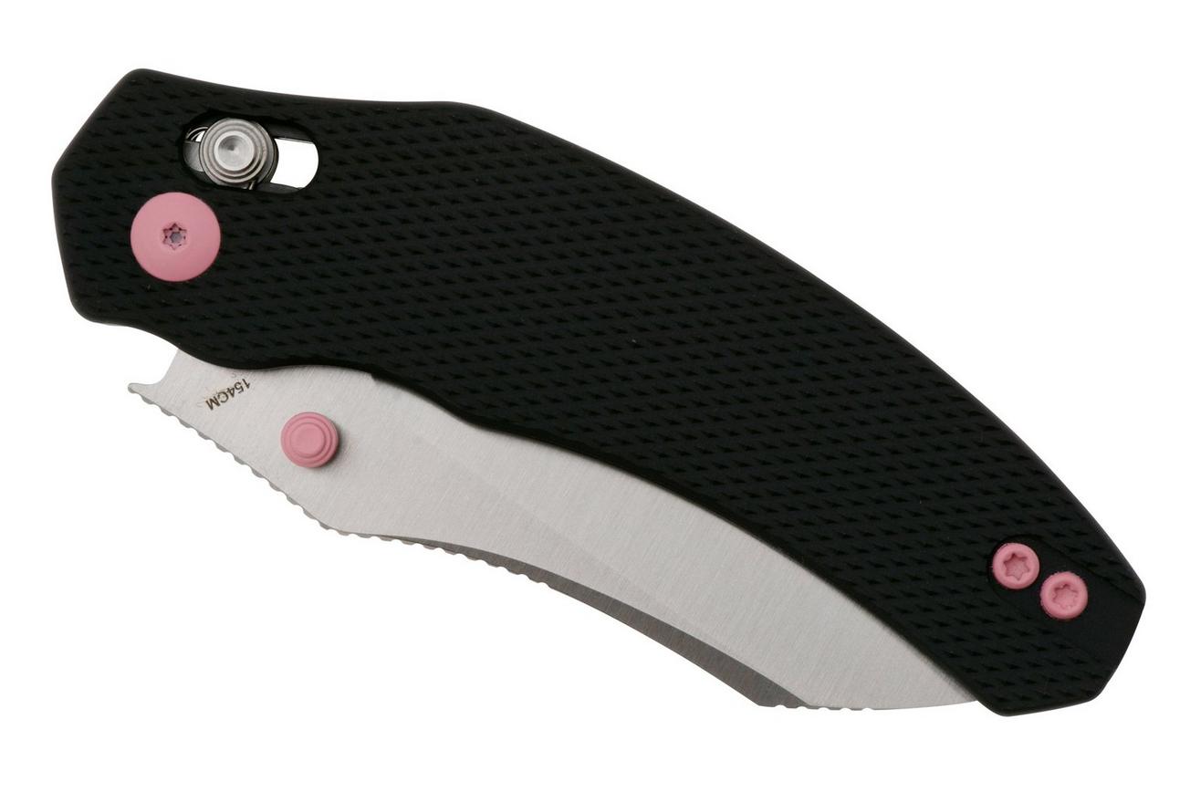 Kizer Vanguard Bulldog V3672C1 Satin 154CM, Black Aluminum Pink Hardware zakmes, O.SHO design
