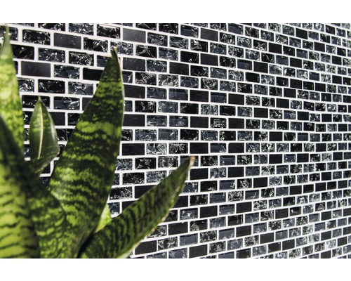 Glasmozaïek met natuursteen XIC B1128 zwart 30x28,5 cm