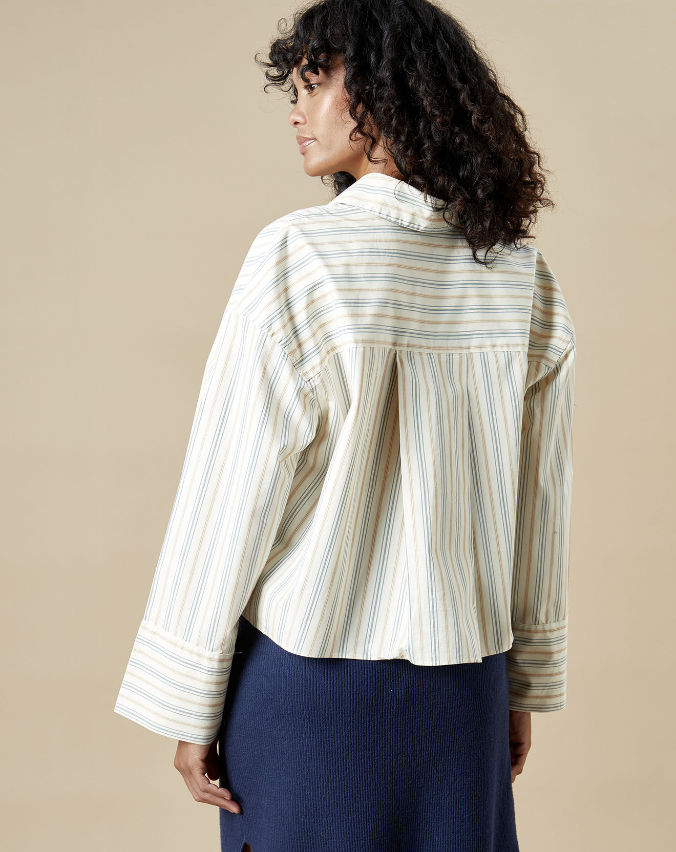 Bellerose Chemise Gloria rayée écru/bleu