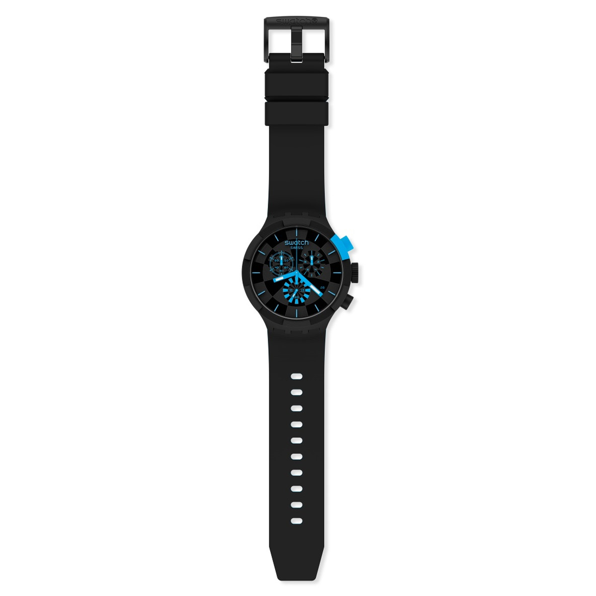 Montre Swatch mixte chronographe plastique silicone noir