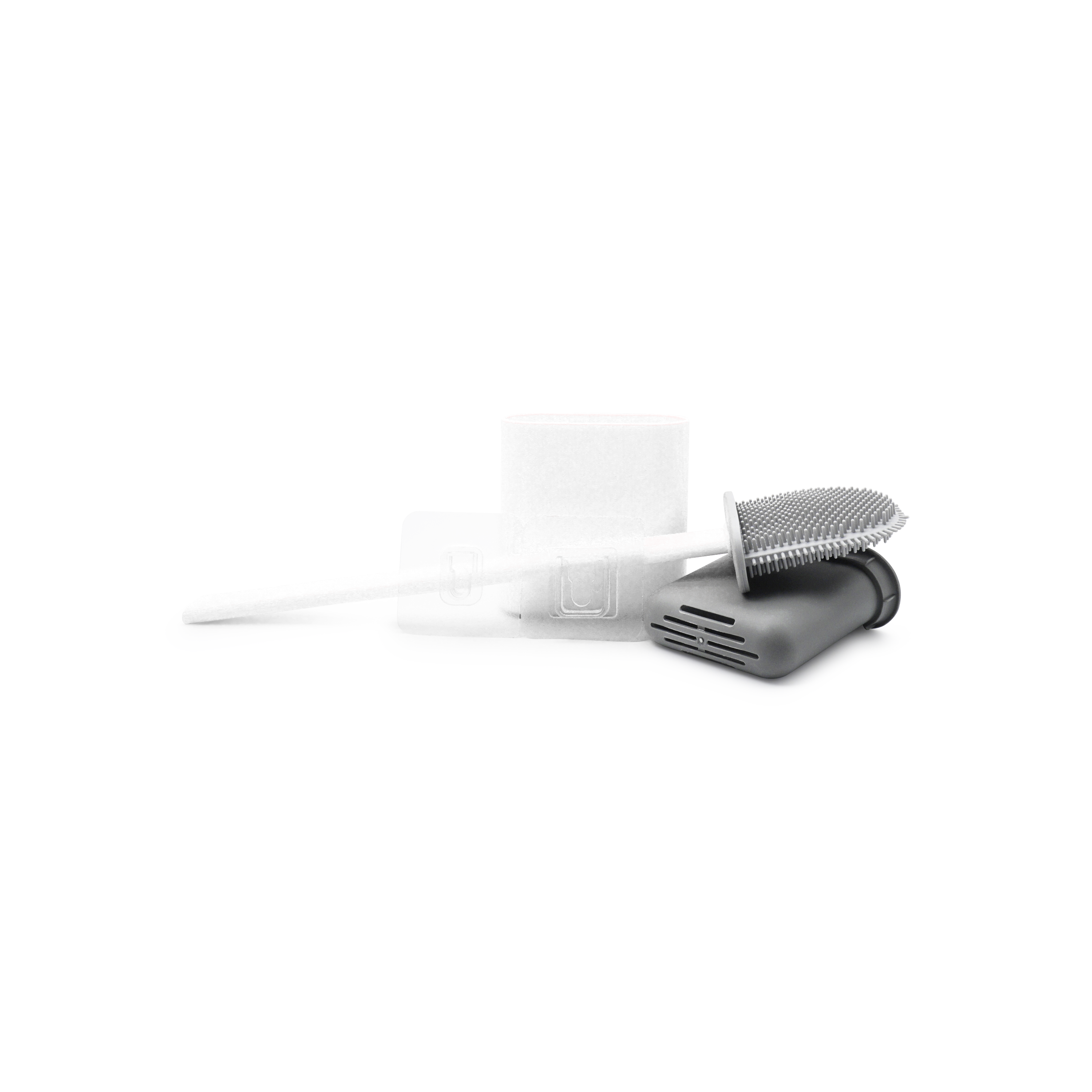 Flexible WC Bürste Silikon Toiletten Abfluss Reiniger mit Wandhalterung - Weiss