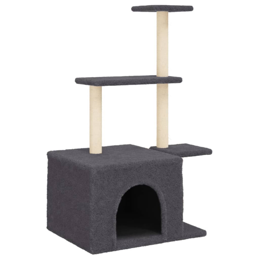 Arranhador para gatos vidaXL com postes de sisal cinza escuro, 110 cm