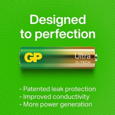 GP Ultra Alkaline G-TECH AA/LR6 Batterier Svanemerket 4-Pack
