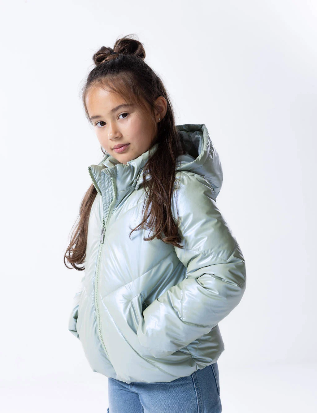 ONLY gewatteerde winterjas KOGJODIE metallic mintgroen