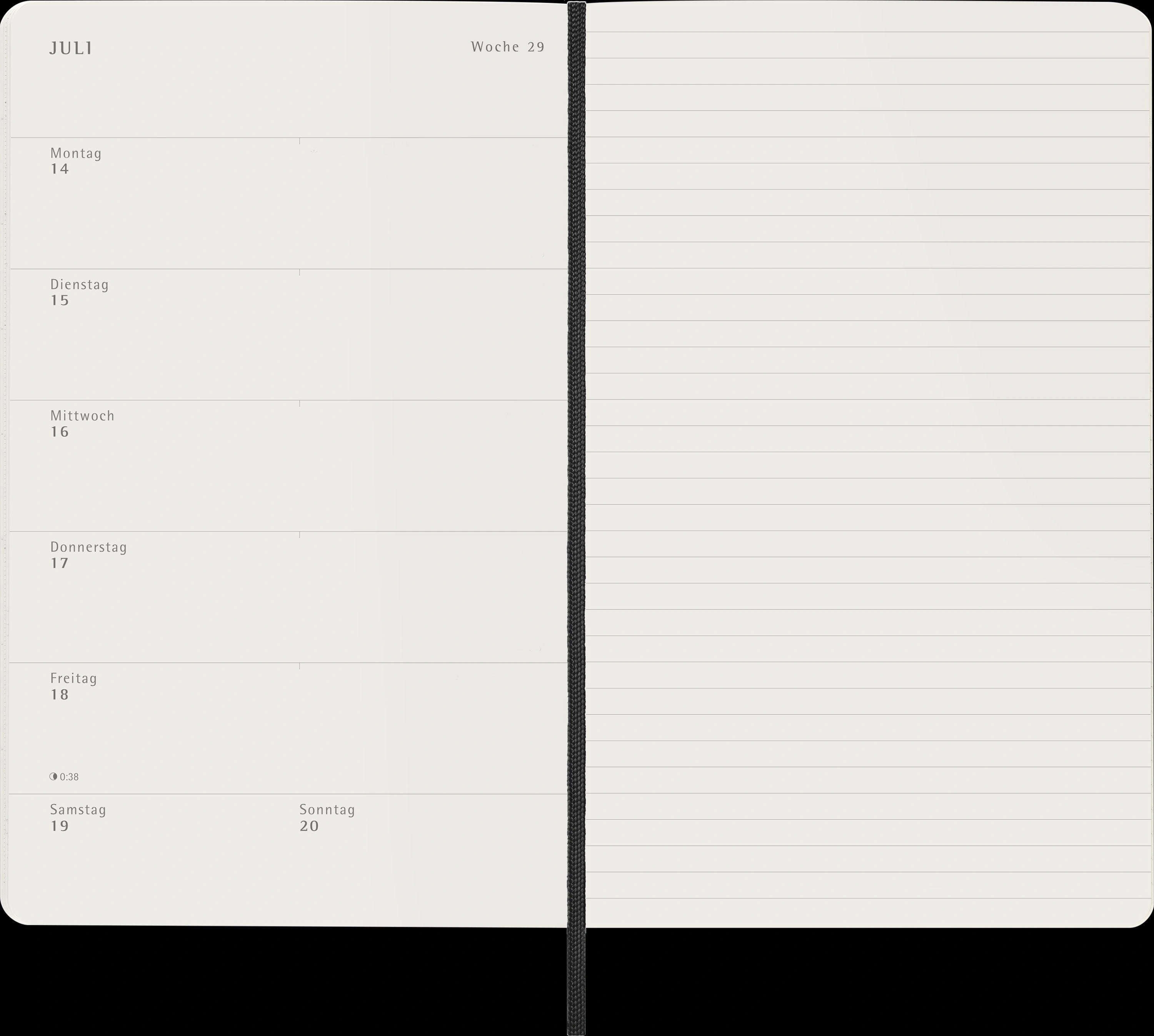Moleskine 12 Monate Wochen Notizkalender Deutsch 2025, Large/A5