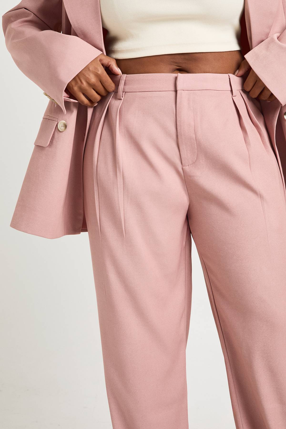 boohoo Pantalon Large Taille Haute Coupe Ajustée