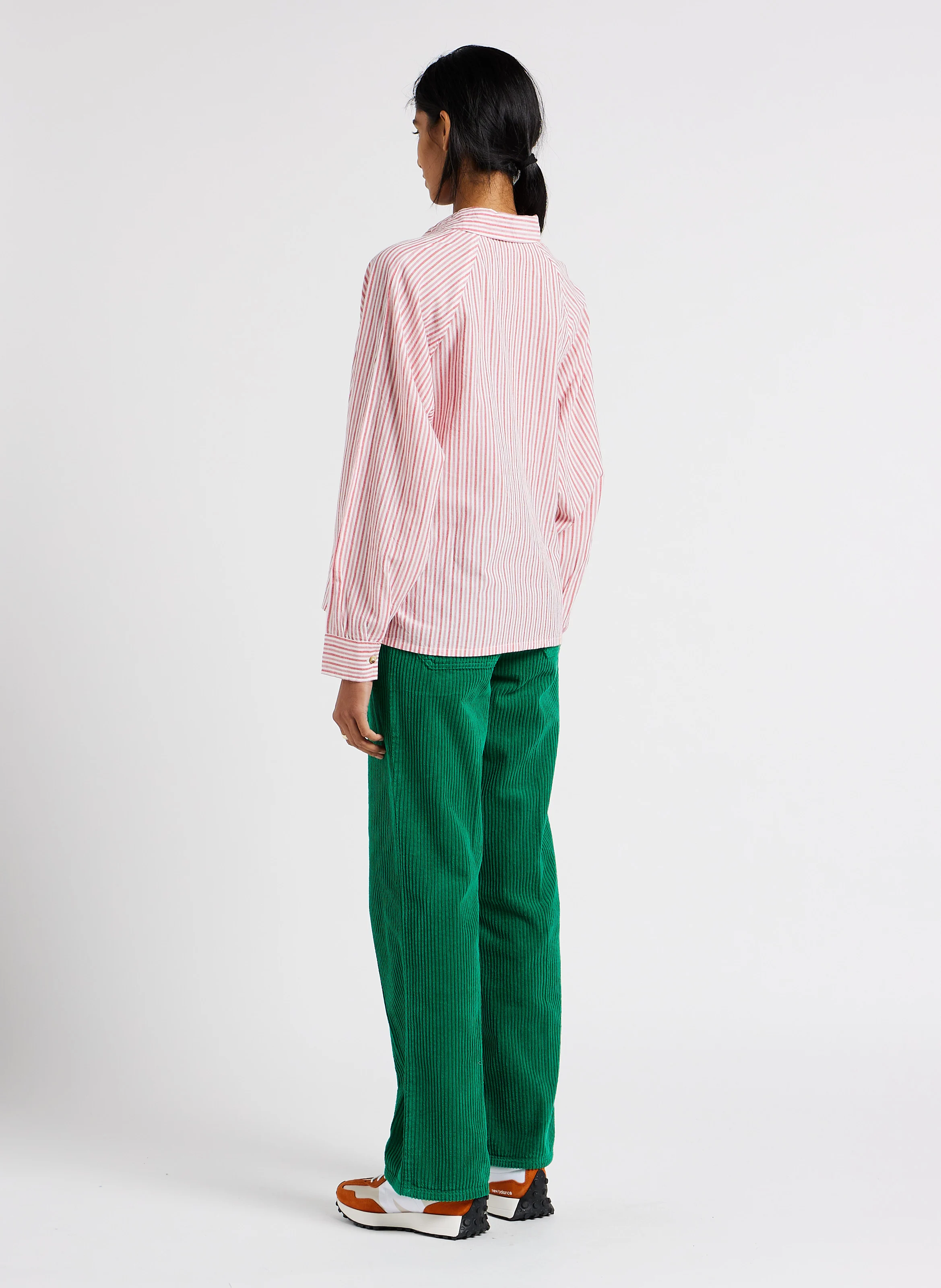 CHORAL - Chemise col classique à rayures en coton bio | Rouge