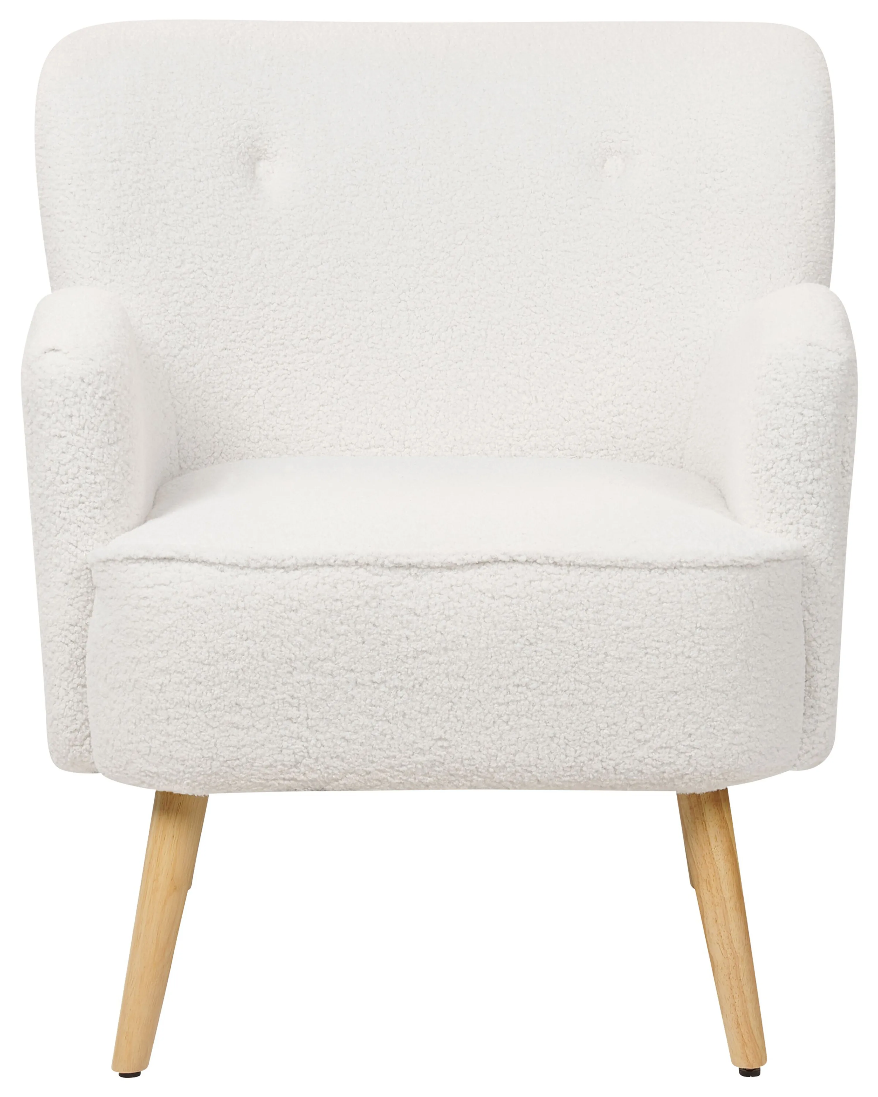 Fauteuil TUMBA met voetenbank Bouclé Wit
