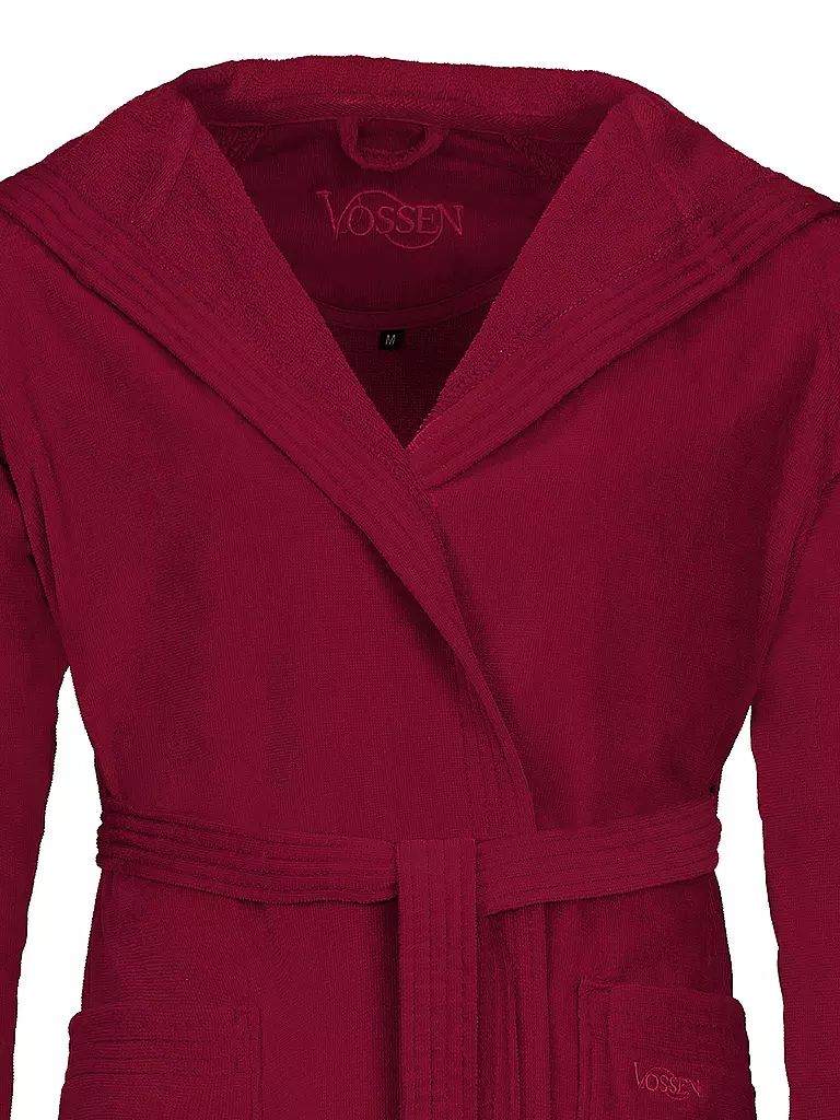 VOSSEN Unisex Bademantel TEXAS Rubin rot