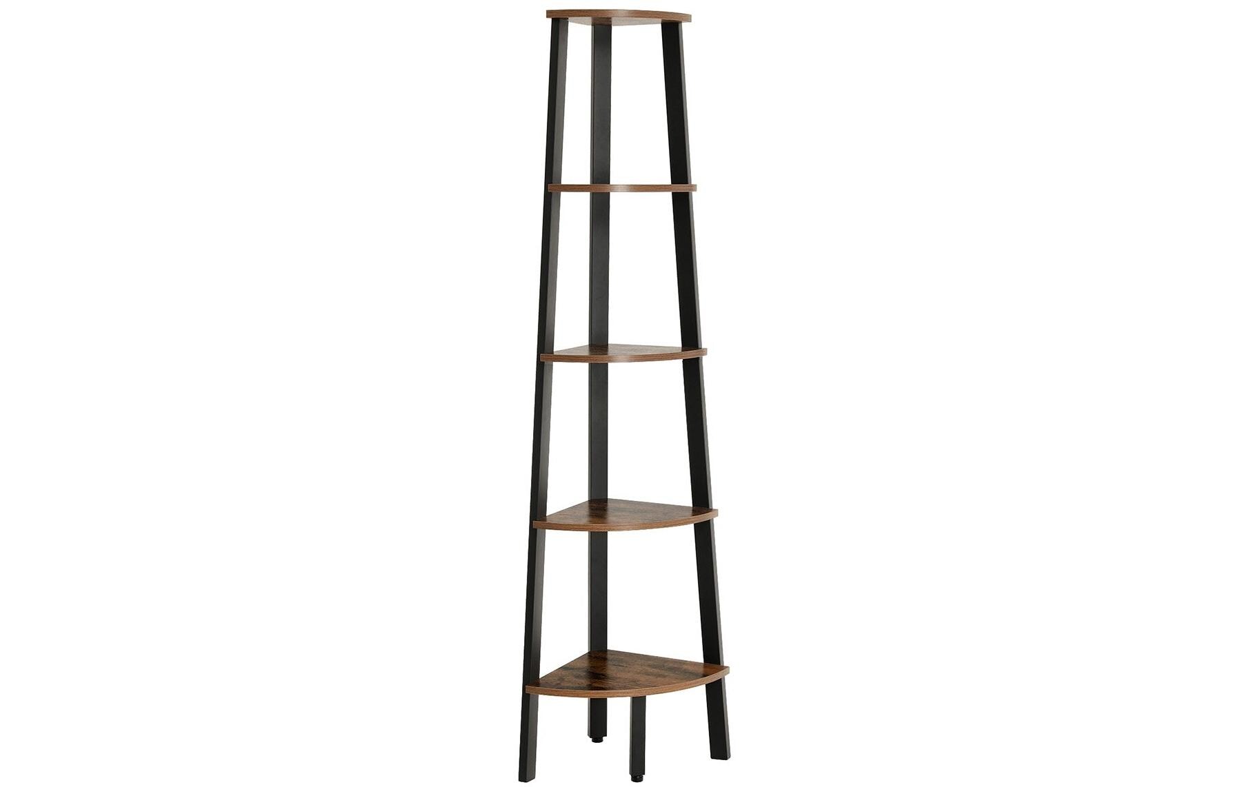 Regal mit 5 Ebenen 34 x 159 cm, Dunkelbraun/SchwarzPlatzsparendes Eckregal im Industrial Look