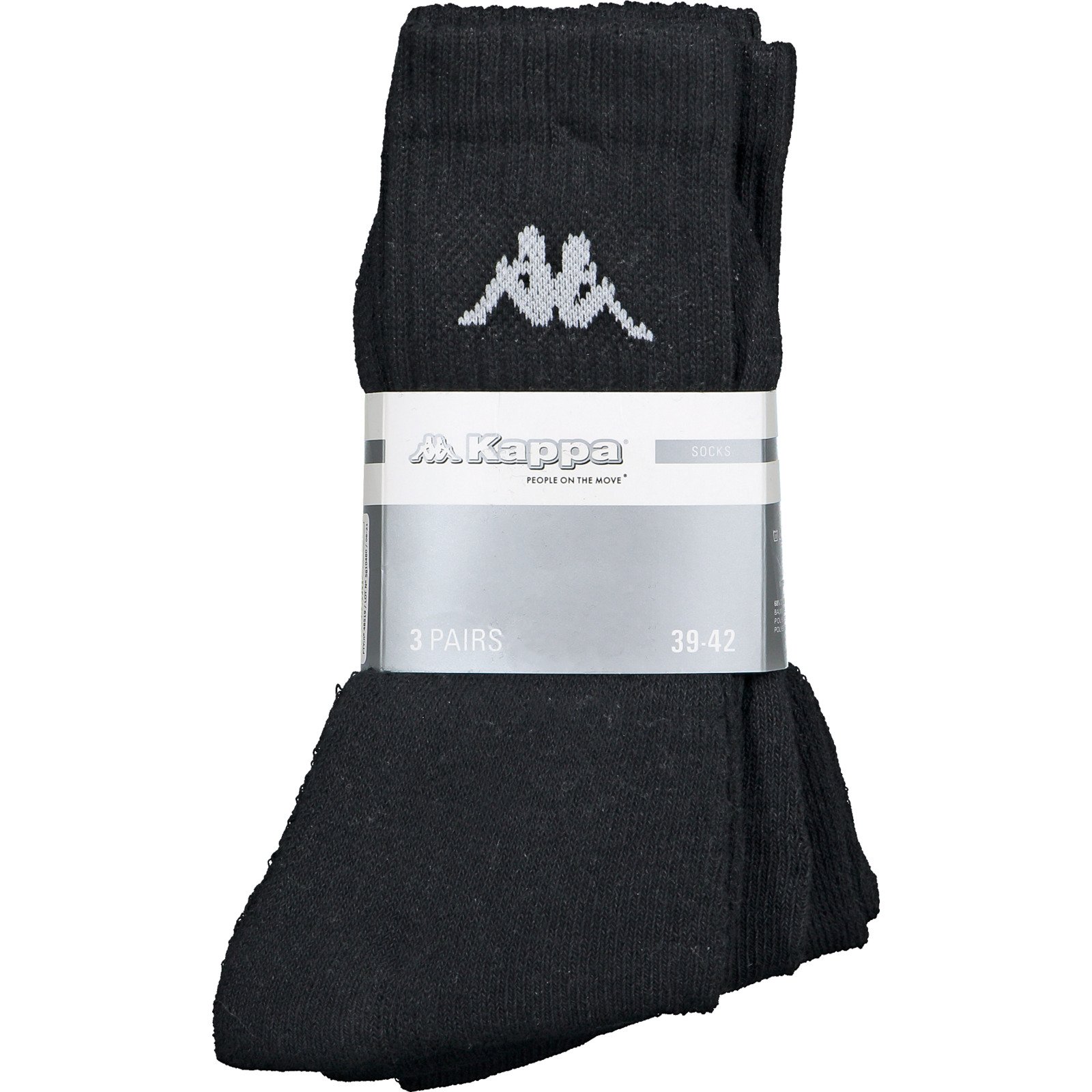 Kappa Sportsocken, 3 Paar 35-38, schwarz
