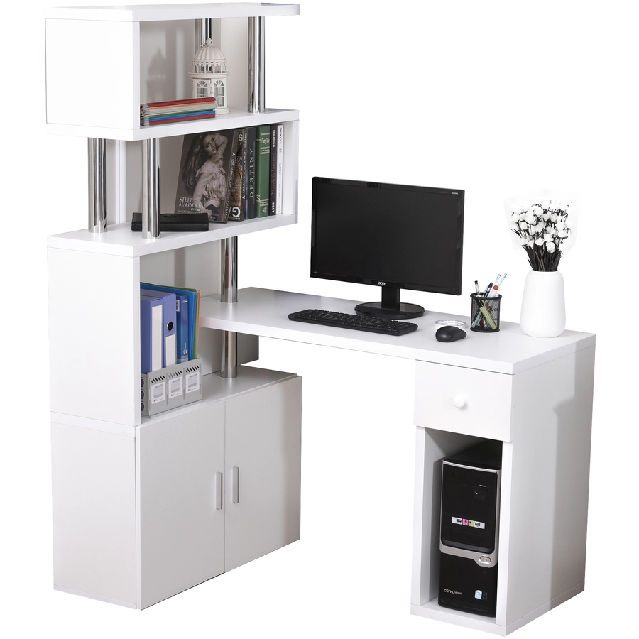 HOMCOM 2-in-1 Schreibtisch weiß