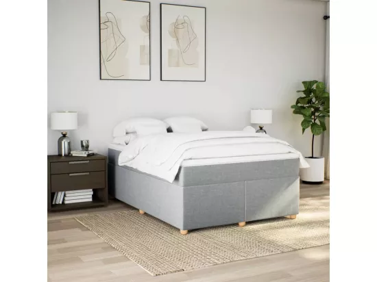 Sommier à lattes de lit avec matelas Gris clair 160x200cm Tissu