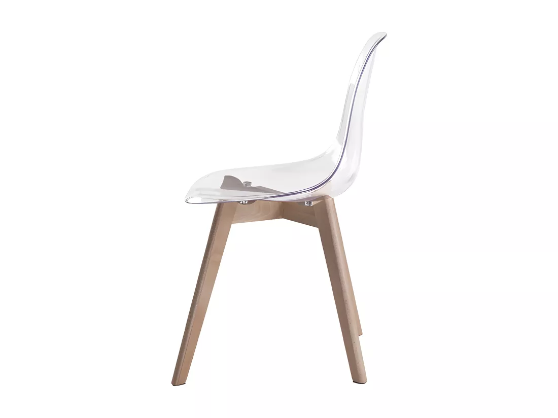 Lot de 2 chaises AUDRA - Polycarbonate et Hêtre - Transparent