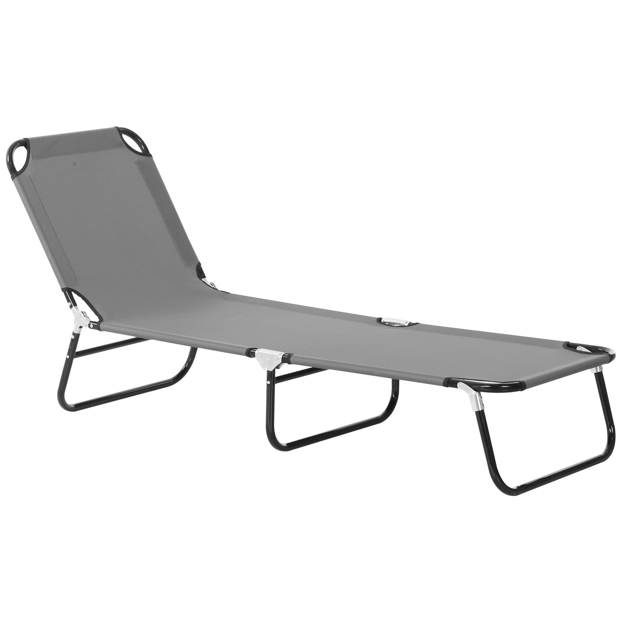 Espreguiçadeira dobrável e reclinável Outsunny com 5 ângulos ajustáveis para jardim, piscina, terraço e camping, capacidade de carga de 120 kg, 190 x 56 x 28 cm, cinza.