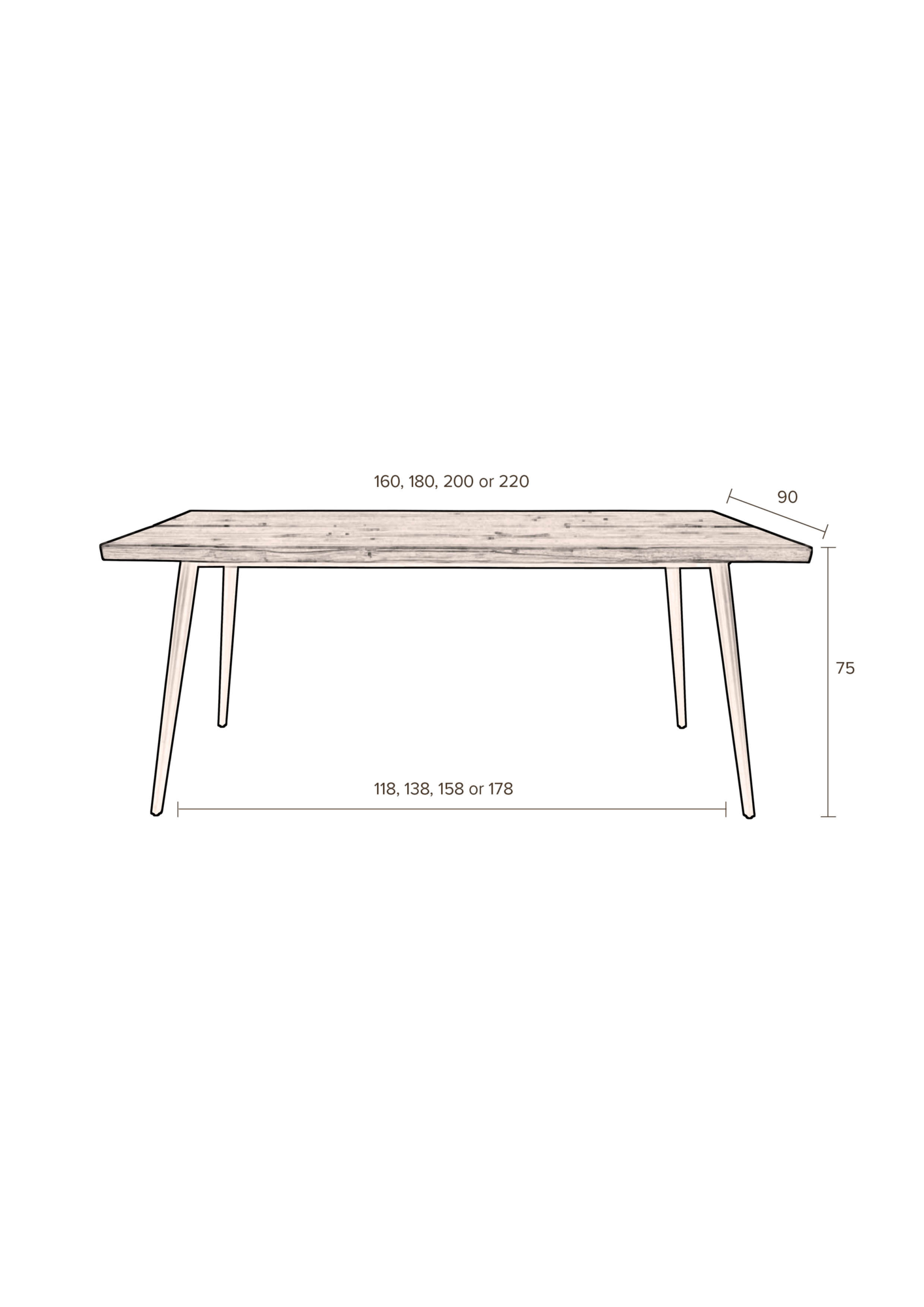 Alagon Eettafel 220 x 90 cm