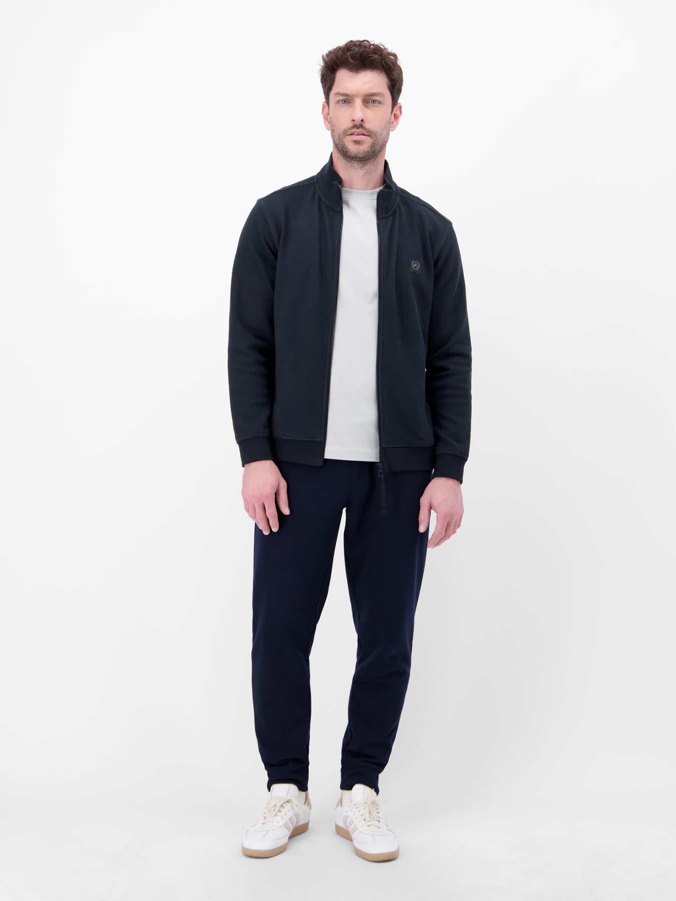 Sweatjacke aus flexiblem Baumwollmischgewebe
