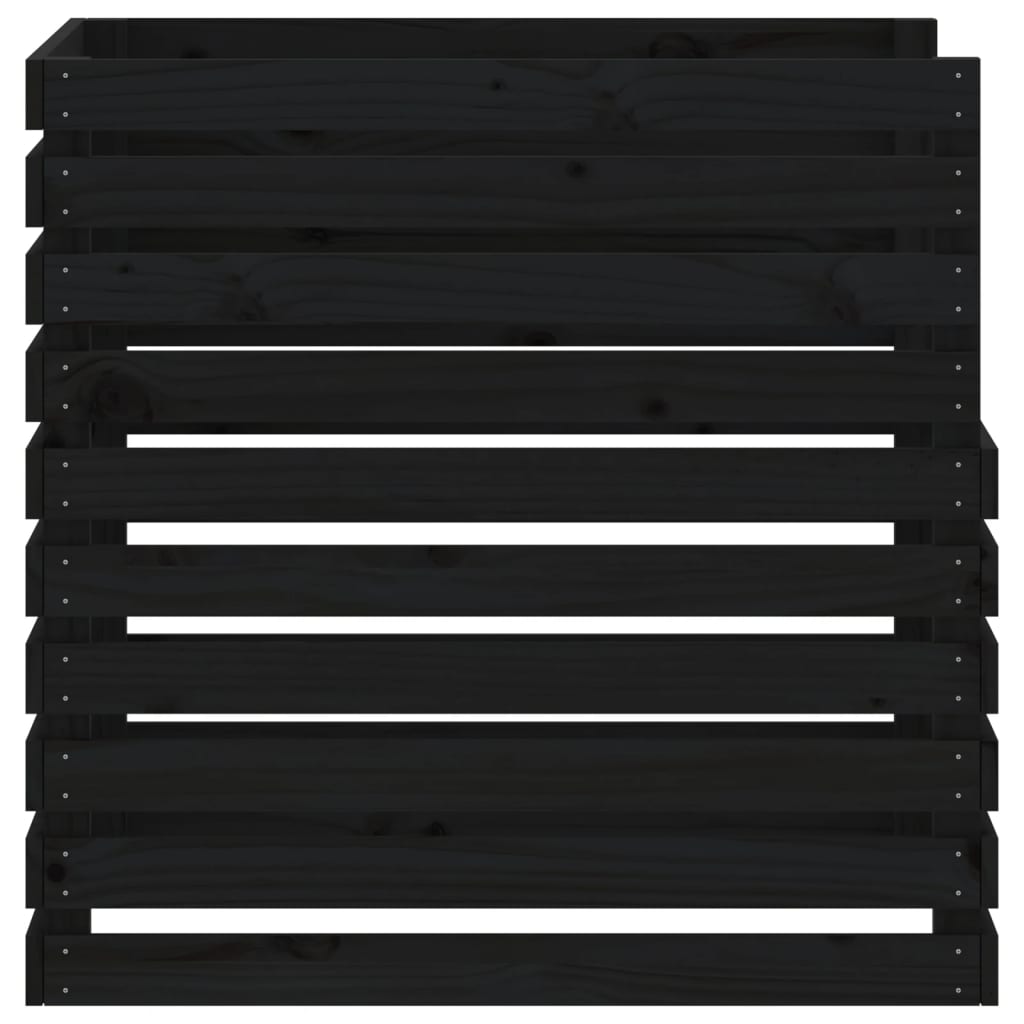 Composteur noir 80x80x78 cm bois massif de pin