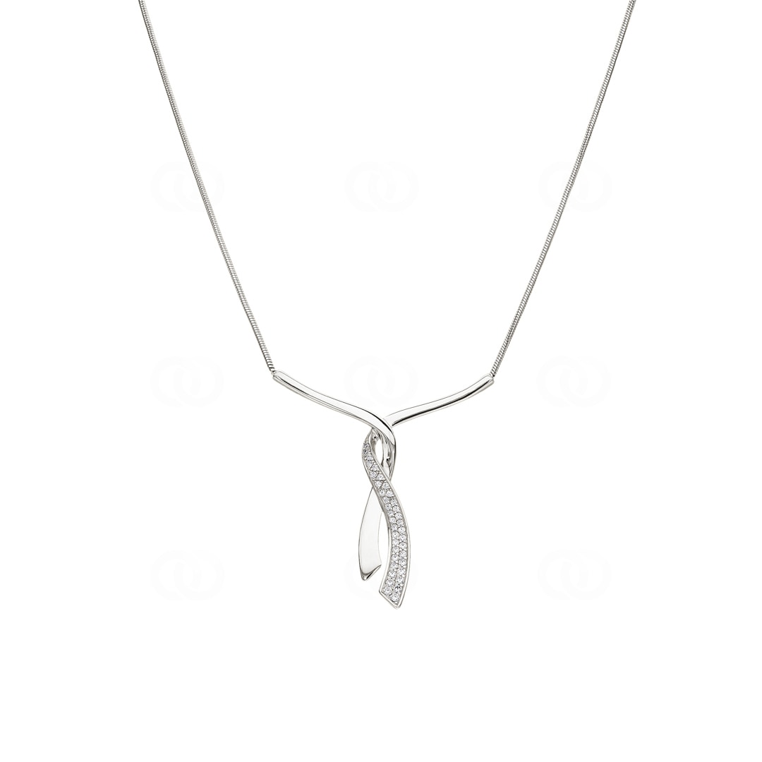 Collier 925 Silber rhodiniert mit Zirkonia pavé 43cm