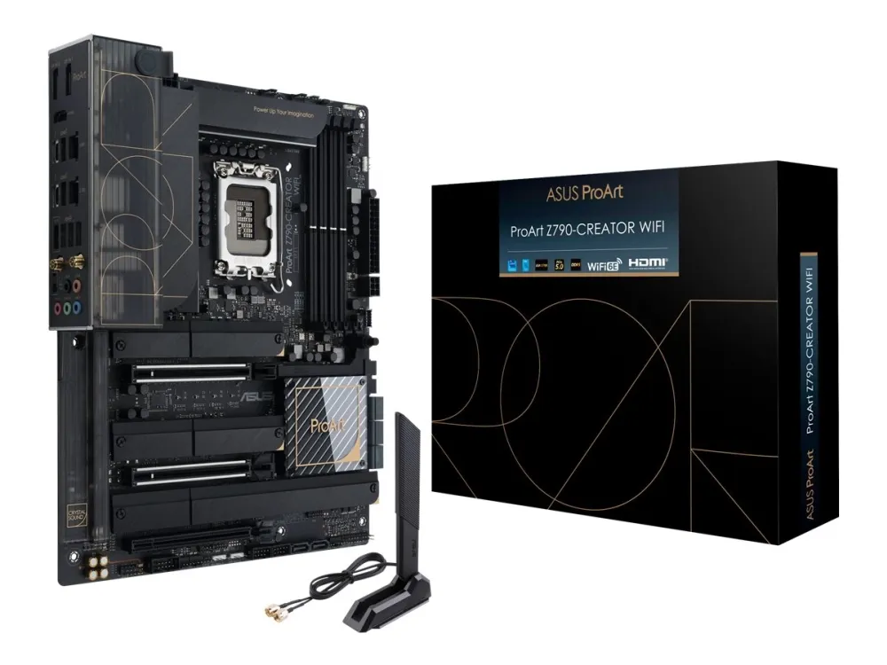 ASUS ProArt Z790-CREATOR WIFI - Bundkort - ATX - LGA1700 sokkel - Z790 Chipset - USB4, USB 3.2 Gen 2, USB-C 3.2 Gen 2x2, USB 3.2 Gen 1 - 10 Gigabit LAN, 2.5 Gigabit LAN, Wi-Fi 6E, Bluetooth - onboard grafik (CPU påkrævet) - HD Audio (8-kanaler)