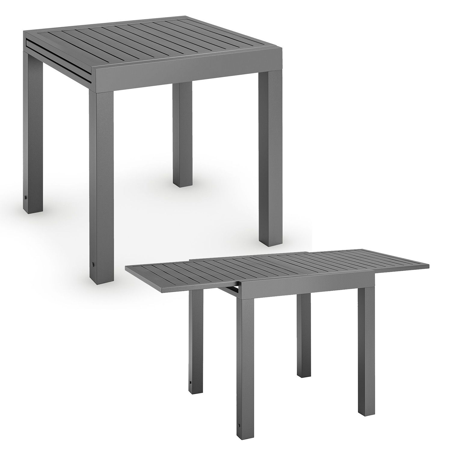 Juskys Gartentisch Laki 70x70 cm ausziehbar - Alu Esstisch - Balkonmöbel Gartenmöbel Anthrazit