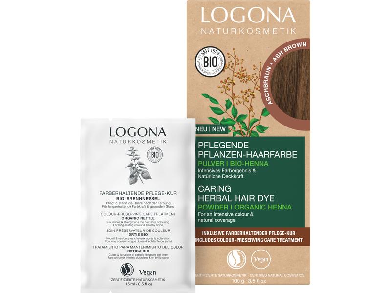 Logona Haarcoloration Aschbraun Natürliche Pflanzen-Haarfarbe verleiht dem Haar ein intensives Farbergebnis