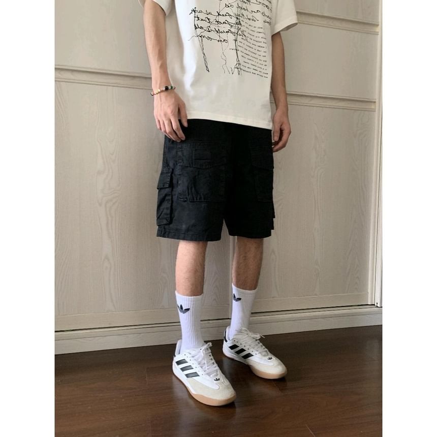 Nightbell - Mid Rise Plain Cargo Shorts