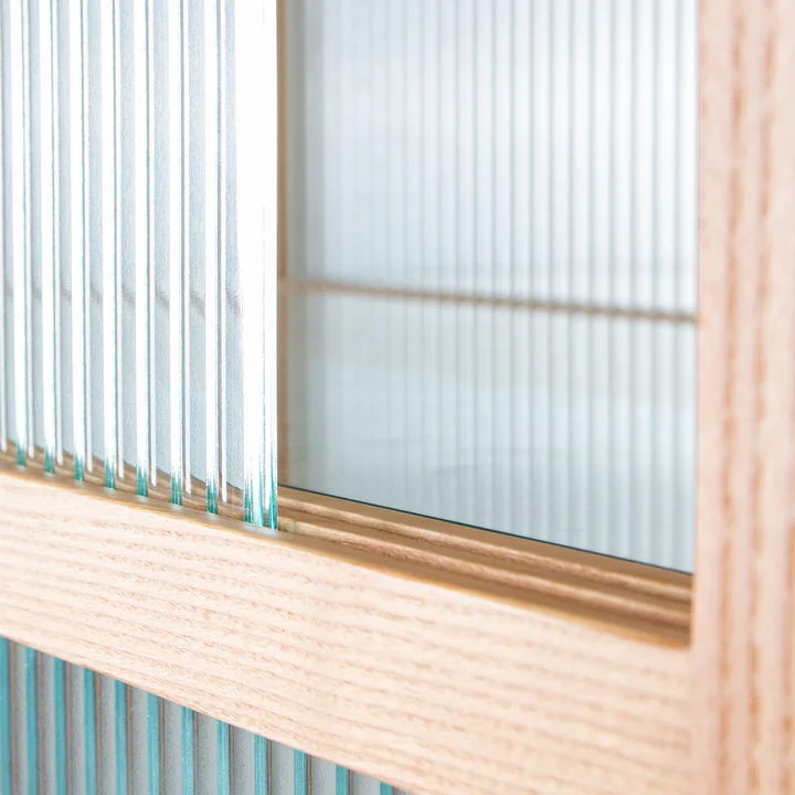 HKliving - Vitrine aus Holz mit geripptem Glas, natur